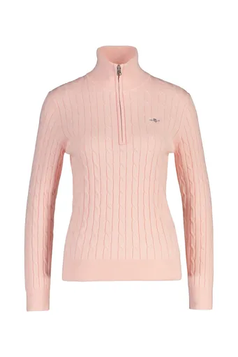 SVETR GANT STRETCH COTTON CABLE HALF-ZIP APRICOT PINK