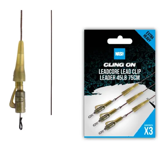 Nash Montáž Ready Tied Leadcore Lead Clip Leader 45lb 75cm 3ks,Nash Montáž Ready Tied Leadcore Lead Clip Leader 45lb 75cm 3ks