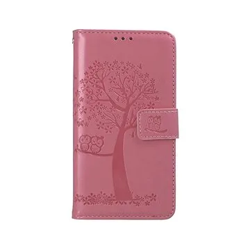 TopQ Pouzdro iPhone 13 knížkové Růžový strom sovičky 66369 (Sun-66369)