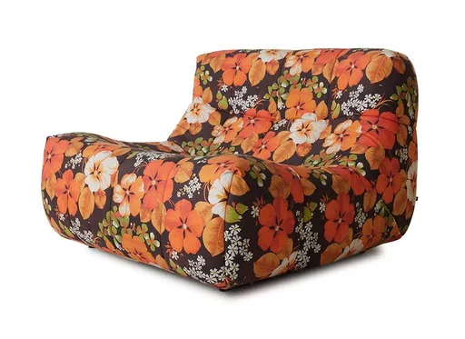 Květované oranžovo-hnědé venkovní pěnové lehátko Lazy Lounge - 105*105*75 cm   HKLIVING
