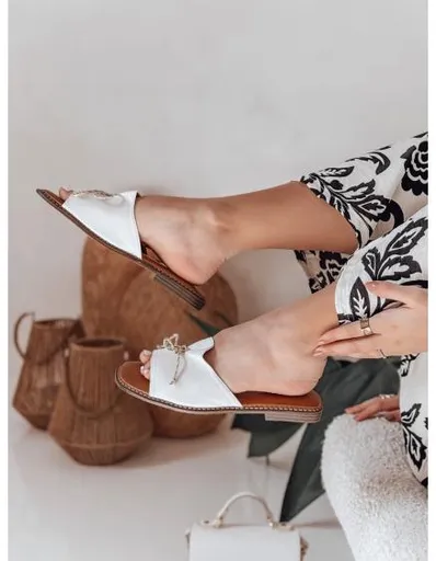 Dámské pantofle s mašlí KISSBOW bílé