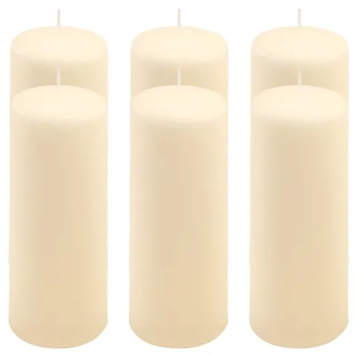 Krémová parafínová svíčka 20 cm, 80 h hoření, sada 6 ks