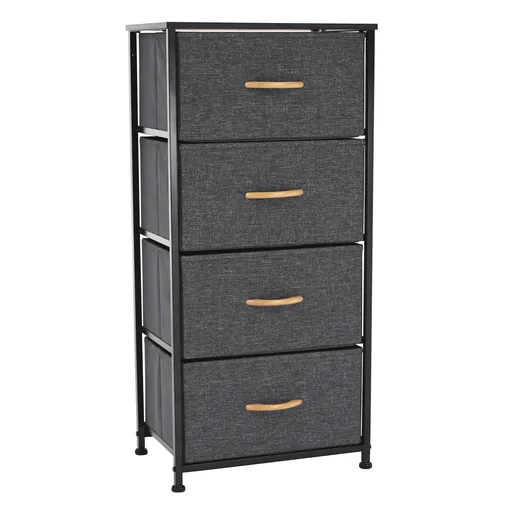 Komoda s látkovými šuplíky PALMERA, černá