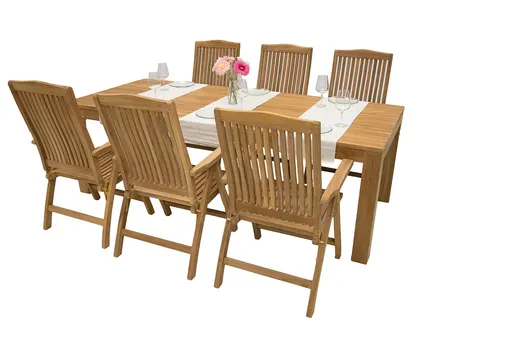 DEOKORK Zahradní teaková sestava MONTE LAGUNA 240 6x Zahradní polohovatelné křeslo LAGUNA