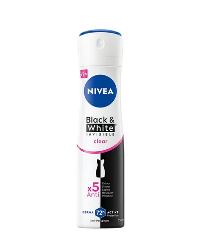 Nivea Black&White Invisible Clear antiperspirant sprej 150 ml