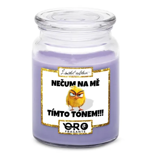 Svíčka Nečum na mě – kanár (Vůně svíčky: Levandule)