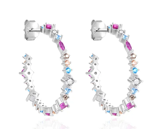 Agato Hravé kruhové náušnice s barevnými zirkony AGT-E068PC