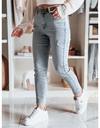 Dámské slim fit džínové kalhoty s páskem MIXFELL modrá barva