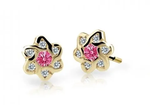 Cutie Jewellery Zlaté dětské náušnice C2149-30-X-1 fuchsiová