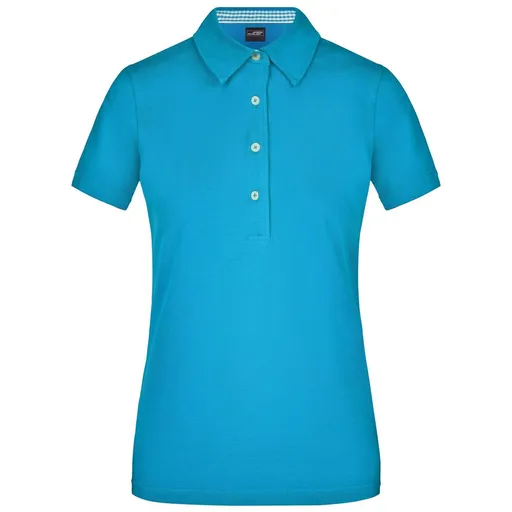 James & Nicholson (Daiber) Elegantní dámská polokošile JN969 - Tyrkysová / tyrkysová / bílá | M