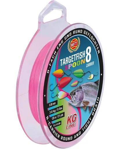 Wft splétaná šňůra targetfish 8 spoon pink 120 m - 0,06 mm 3,6 kg