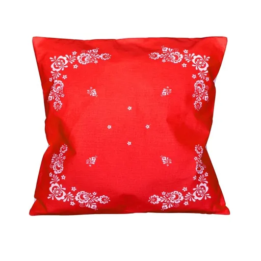 Návlek na polštář, Folk podklad červený, 38 x 38 cm