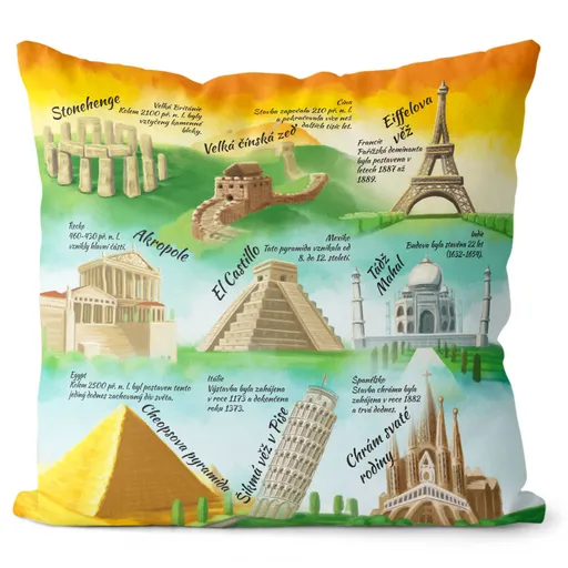 Polštář Historické stavby (Velikost: 40 x 40 cm)