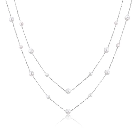 S'Agapõ Dvojitý perličkový náhrdelník z oceli Wisdom SWI09