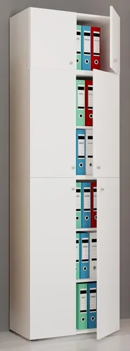 VCM Kancelářská skříň Lona XXL s otočnými dveřmi S nástavcem, bílá