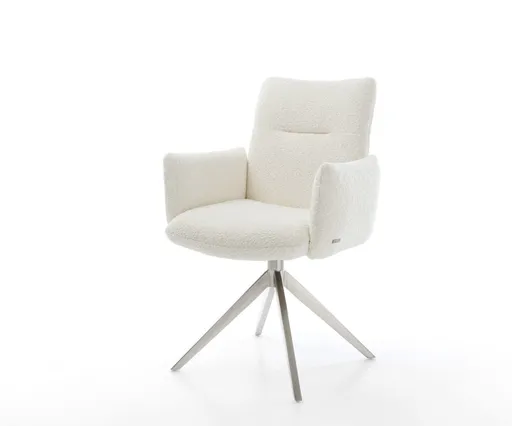 Otočná židle Jova-Flex s područkami Bouclé bílá Křížový rám