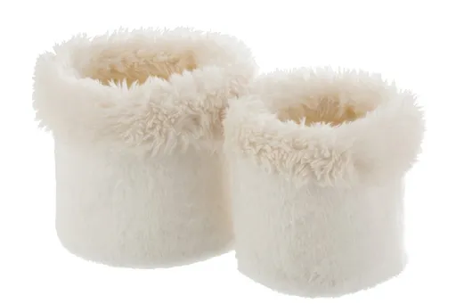 Sada 2 bílých chlupatých obalů na květináče Plush pots – Ø 27 *25 cm J-Line by Jolipa