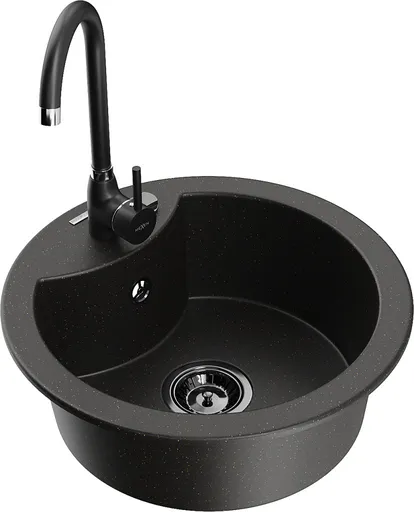 MEXEN/S Diego granitový dřez včetně baterie Telma, černá/zlatá 6512-75-670200-70-B