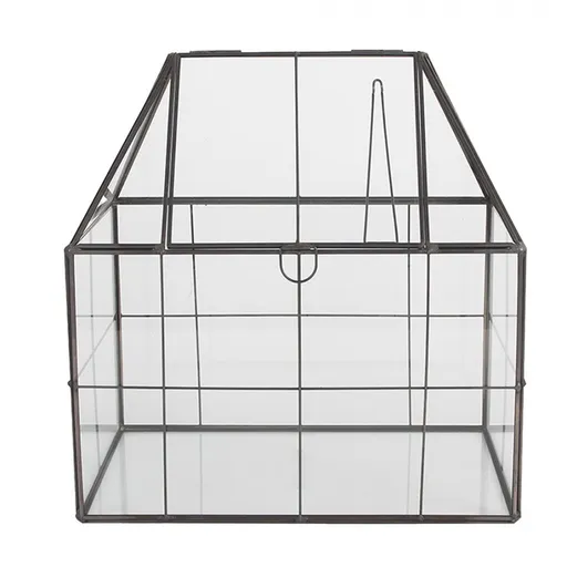 Mosazný antik dekorační skleník/ vitrína Pallas - 25*16*26 cm Clayre & Eef