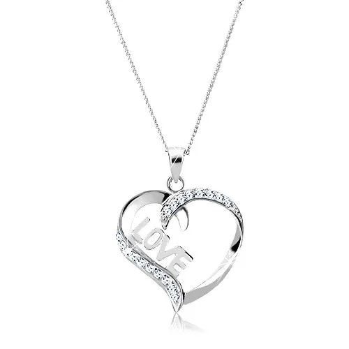 Náhrdelník ze stříbra 925 - linie srdce s nápisem LOVE