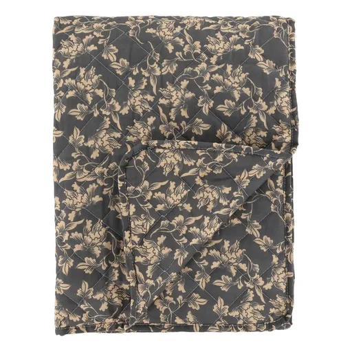 Tmavě šedý přehoz s listy Aix Vintage Quilt - 130*180 cm Chic Antique