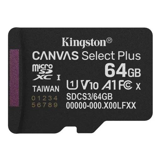 Kingston MicroSDXC karta 64GB Canvas Select Plus, U1, V10, A1