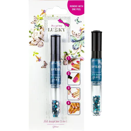 LUKKY 2 v 1 lak na nehty a třpytky, světle modrá