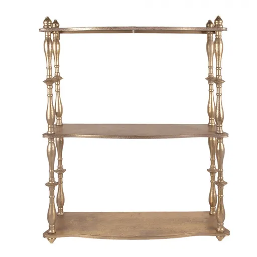 Zlatá antik nástěnná kovová polička Triselle - 60*20*76 cm Clayre & Eef