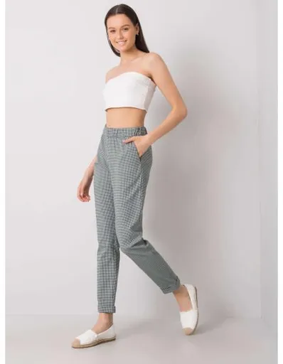 Dámské kalhoty kostkované NOREEN černo-zelené