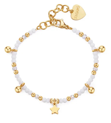 S'Agapõ Korálkový náramek s přívěsky Hvězda Glint SGI15