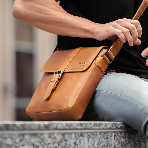 Pánská kožená taška přes rameno Sparwell Albert - koňak