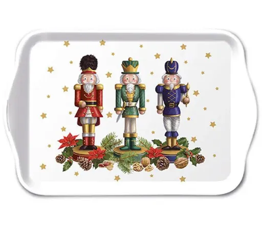 Bílý melaminový tácek s Louskáčky Bearded Nutcrackers - 13*21 cm Ostatní