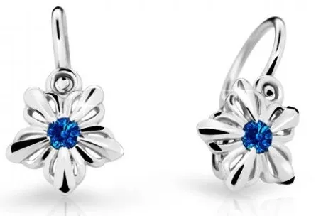 Cutie Jewellery Dětské kytičkové náušnice z bílého zlata C2238-10-X-2 modrá