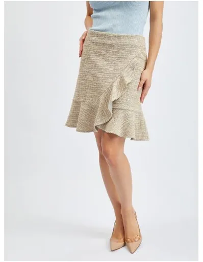 Světle hnědá dámská žíhaná sukně