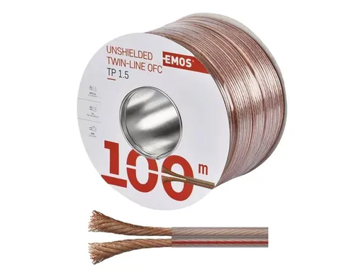 Dvojlinka nestíněná 2x1,5mm2 průhledná EMOS S8314 100m