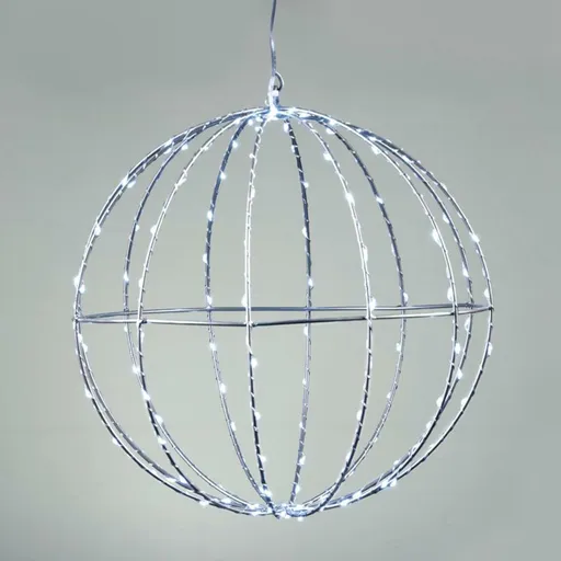 ACA Lighting D20CM stříbrná koule 96 LED, CW, 220-240V, IP44, 3m transparentní napájecí kabel X069624226