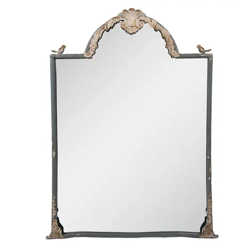 Modré antik kovové nástěnné zrcadlo s ptáčky Birdi - 60*3*91 cm Clayre & Eef