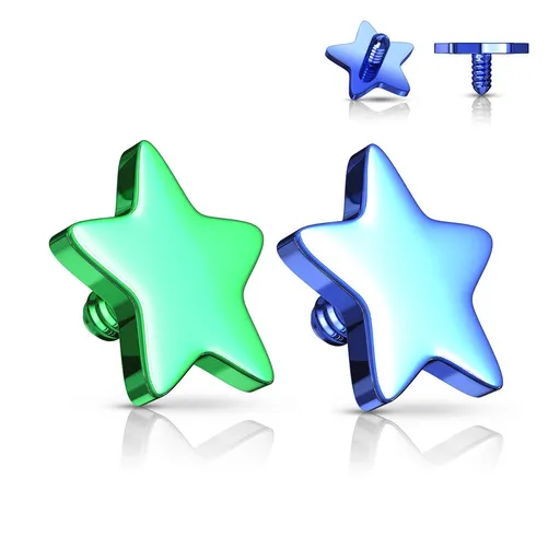 Náhradní hlavička do implantátu z titanu a chirurgické oceli, hvězda, 4 mm - Barva: Světle modrá