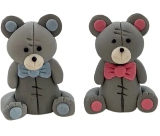 Cukrová dekorace na dort – Medvídek, růžový motýlek -