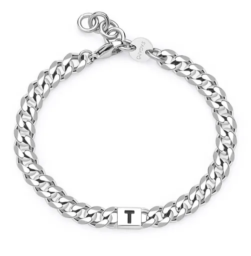 S'Agapõ Pánský ocelový náramek s písmenem T Monogram SMG29