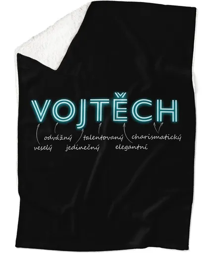 Deka Mužská jména – NEON (Jméno: Vojtěch, Podšití beránkem: ANO)