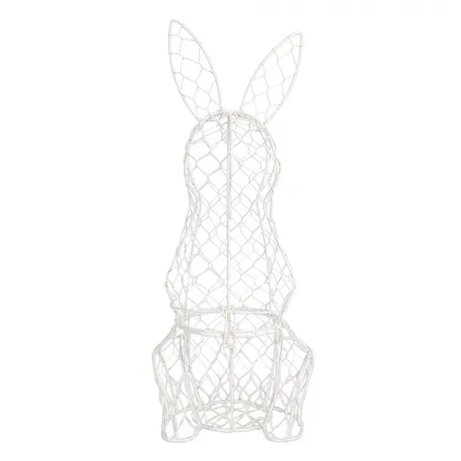 Bílý drátěný košík na vajíčka ve tvaru králíka - 12*14*39 cm 6Y5535