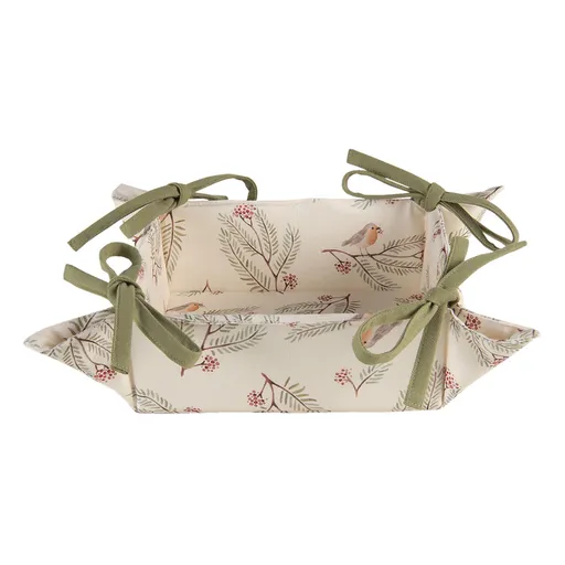 Textilní košík na pečivo Vintage Green Pine - 35*35*8 cm Clayre & Eef