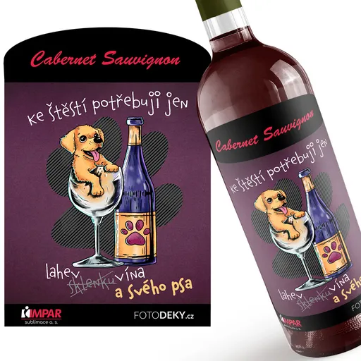 Víno Štěstí + pes + víno (Druh Vína: Červené víno)