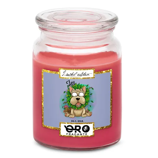 Svíčka Psí znamení – lev (Vůně svíčky: Višně v čokoládě)