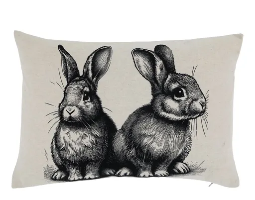 Béžový povlak na polštář s králíčky Rabbi - 35*50 cm 16105230