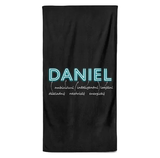 Osuška Mužská jména – NEON (Jméno: Daniel, Velikost osušky: 100x170cm)