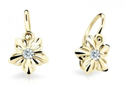 Cutie Diamonds Dětské náušnice ze žlutého zlata Kytičky s diamanty C2238-10-10-X-1-D