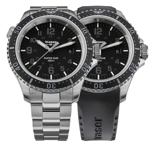 Traser P67 Diver Black Set ocel a pryž