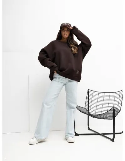 Čokoládová mikina basic s podšívkou RUE PARIS